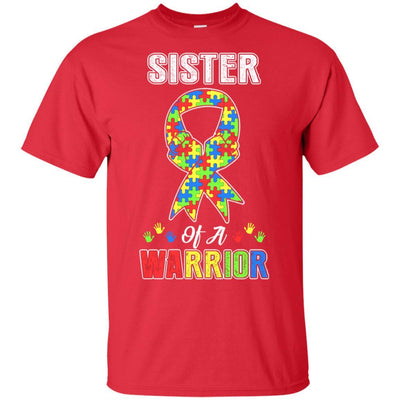 Sister Of A Warrior Support Autism Awareness Gift-T-Shirt & Hoodie-Classic T-Shirt-Red
