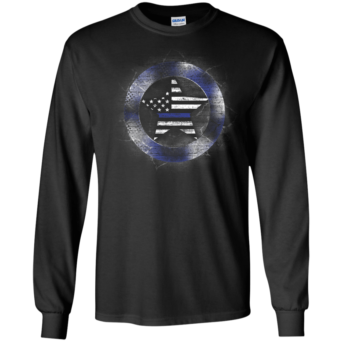 Thin Blue Line Support-T-Shirt & Hoodie-Long Sleeve T-Shirt-Black