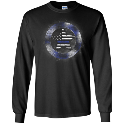 Thin Blue Line Support-T-Shirt & Hoodie-Long Sleeve T-Shirt-Black