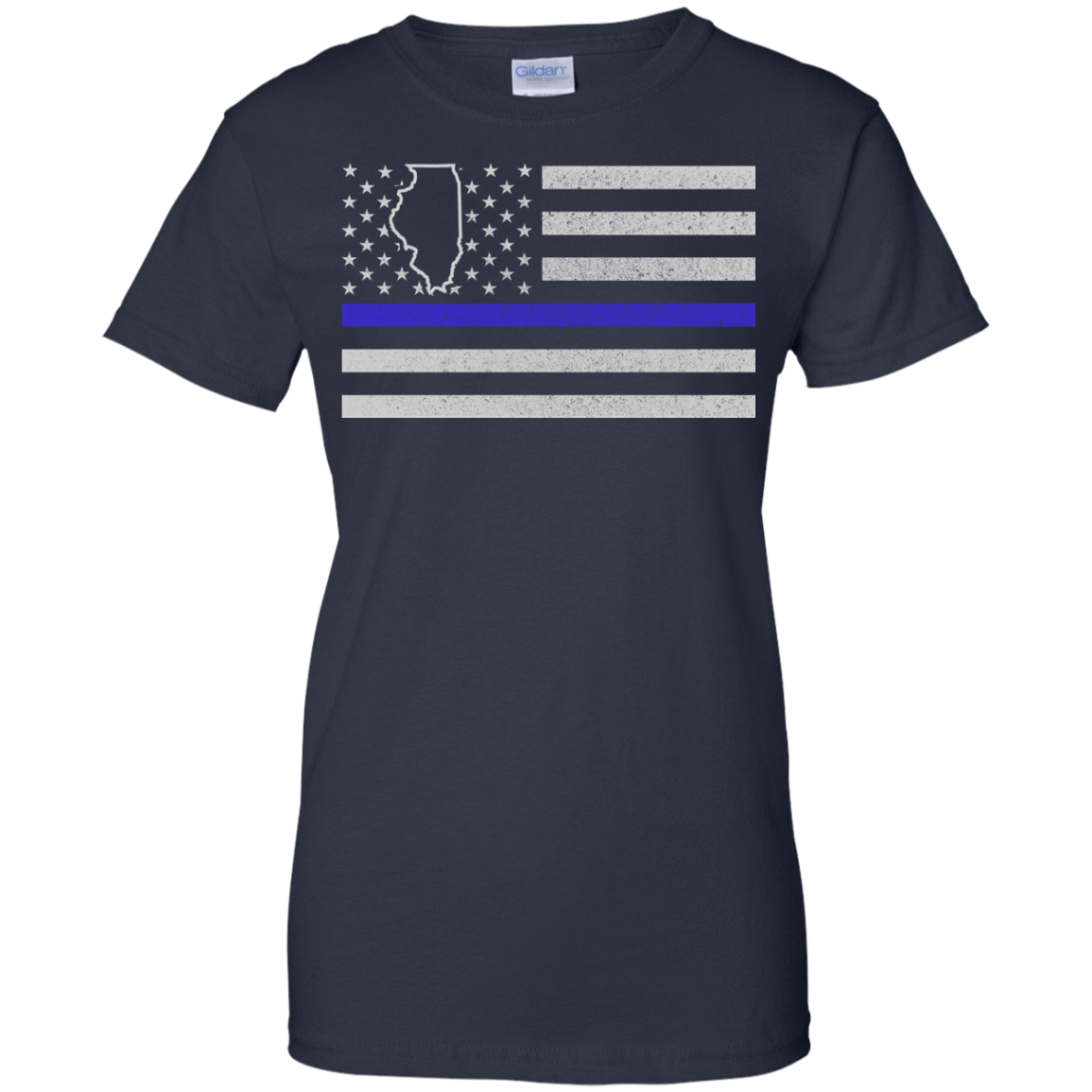 Illinois Thin Blue Line Police State-T-Shirt & Hoodie-Women's T-Shirt-Navy