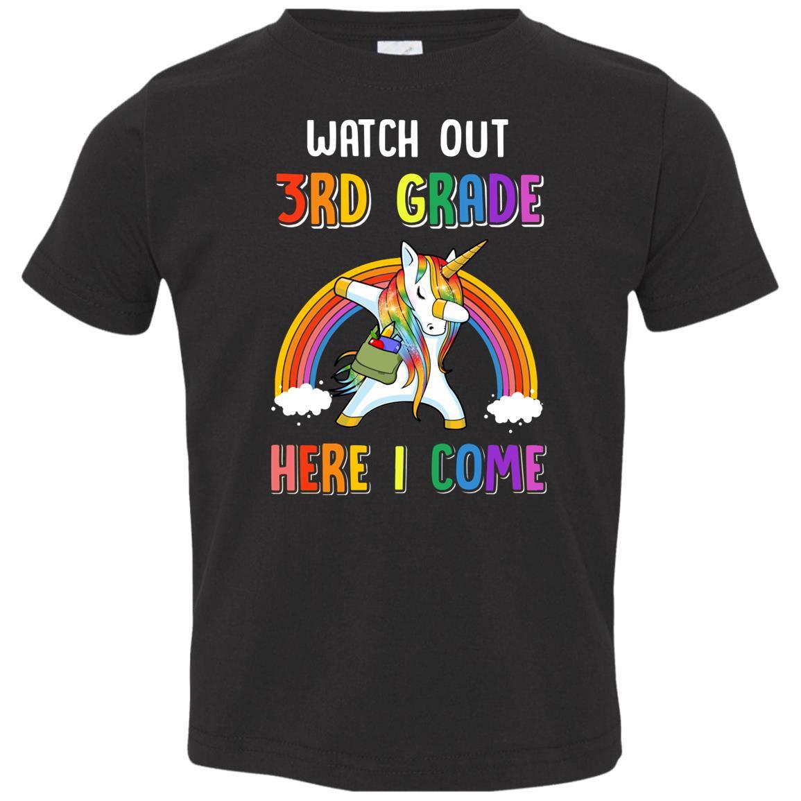 3rd Grade Here I Come Unicorn Back To School Youth-Youth Shirt-Toddler T-Shirt-Black