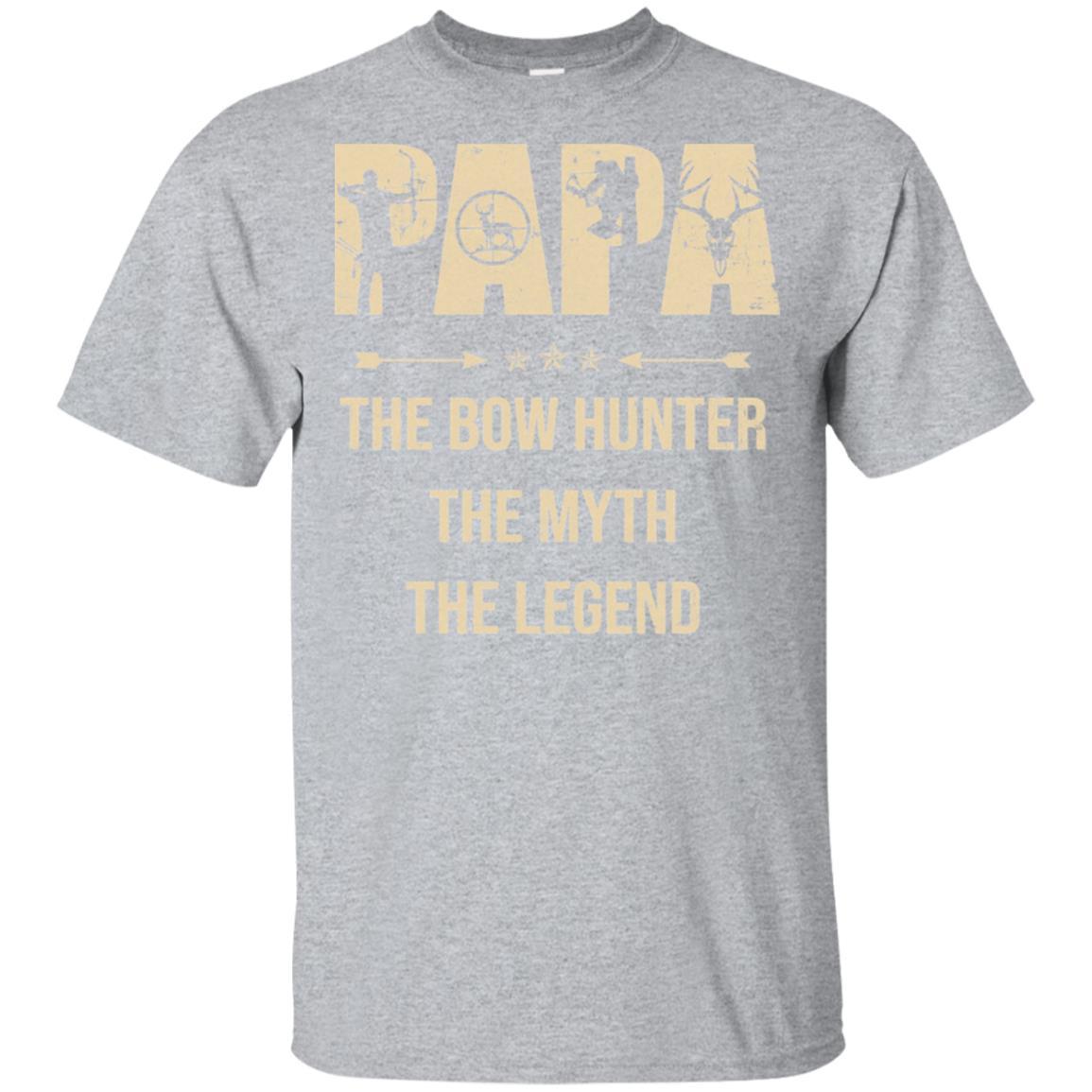 Papa The Bow Hunter The Myth The Legend Funny Hunting-T-Shirt & Hoodie-Classic T-Shirt-Sport Grey