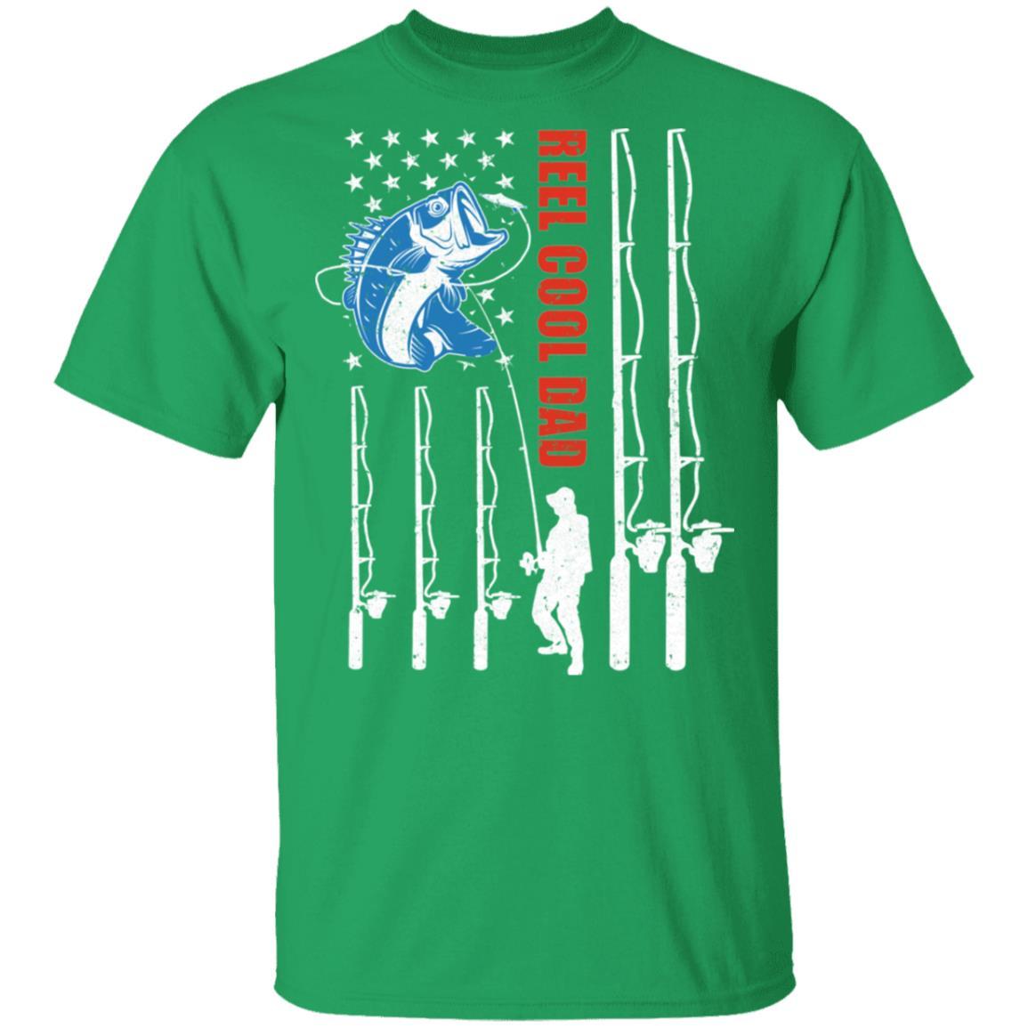 Reel Cool Dad American Flag Fish Fishing Fathers Day-T-Shirt & Hoodie-Classic T-Shirt-Irish Green