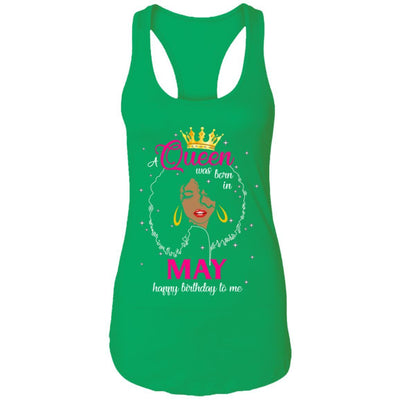 Cool A Queen Was Born In May Happy Birthday To Me Gifts-T-Shirt & Tank Top-Women's Ideal Racerback Tank-Kelly Green