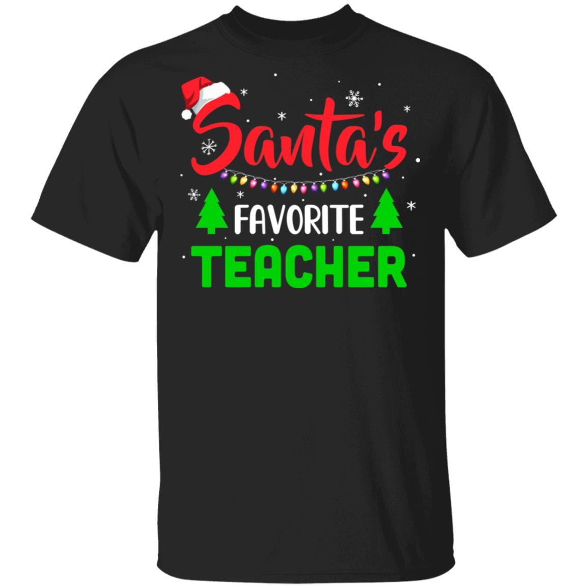 Santa's Favorite Teacher Funny Christmas Xmas Gifts-T-Shirt & Sweatshirt-Classic T-Shirt-Black