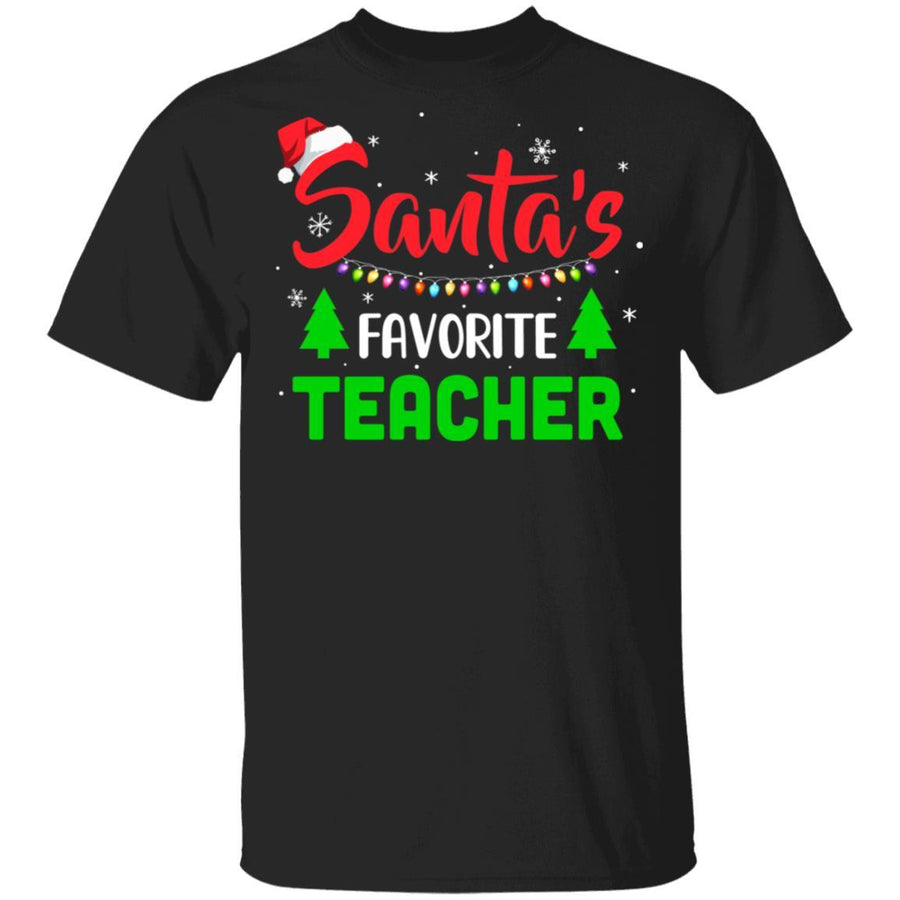 Santa's Favorite Teacher Funny Christmas Xmas Gifts-T-Shirt & Sweatshirt-Classic T-Shirt-Black