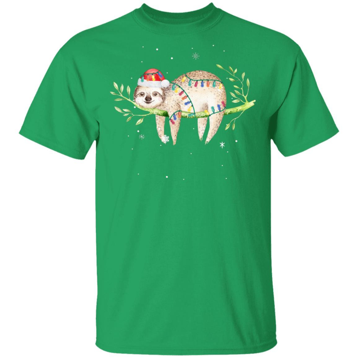 Santa Sloth Christmas Lights Sloth Lover Christmas Gift-T-Shirt & Sweatshirt-Classic T-Shirt-Irish Green
