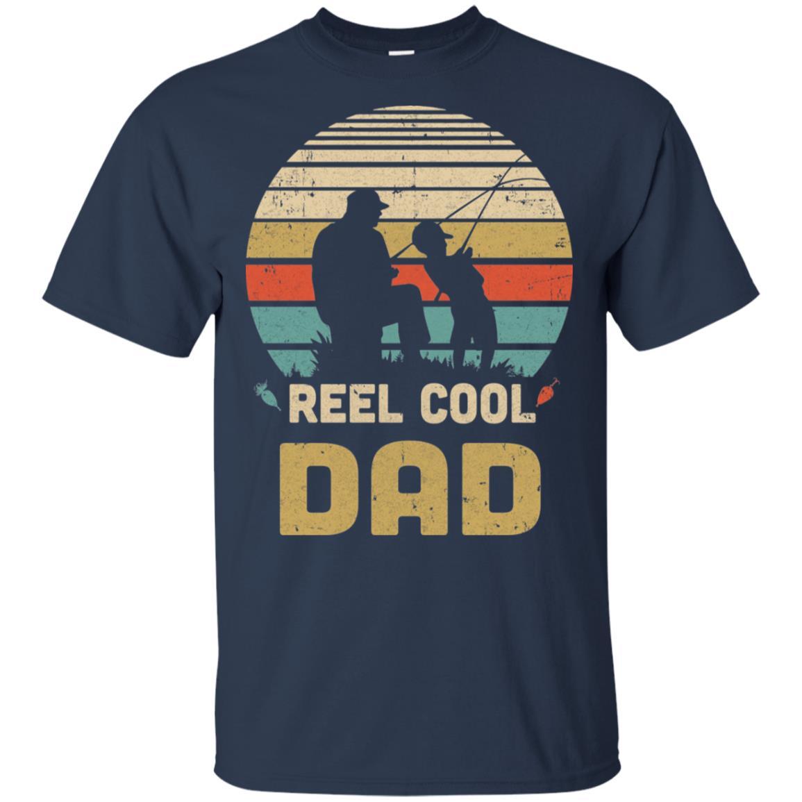 Vintage Father's Day Gift Reel Cool Dad Fishing-T-Shirt & Hoodie-Classic T-Shirt-Navy