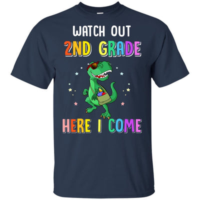 2nd Grade Here I Come Dinosaur Back To School Youth-Youth Shirt-Youth T-Shirt-Navy