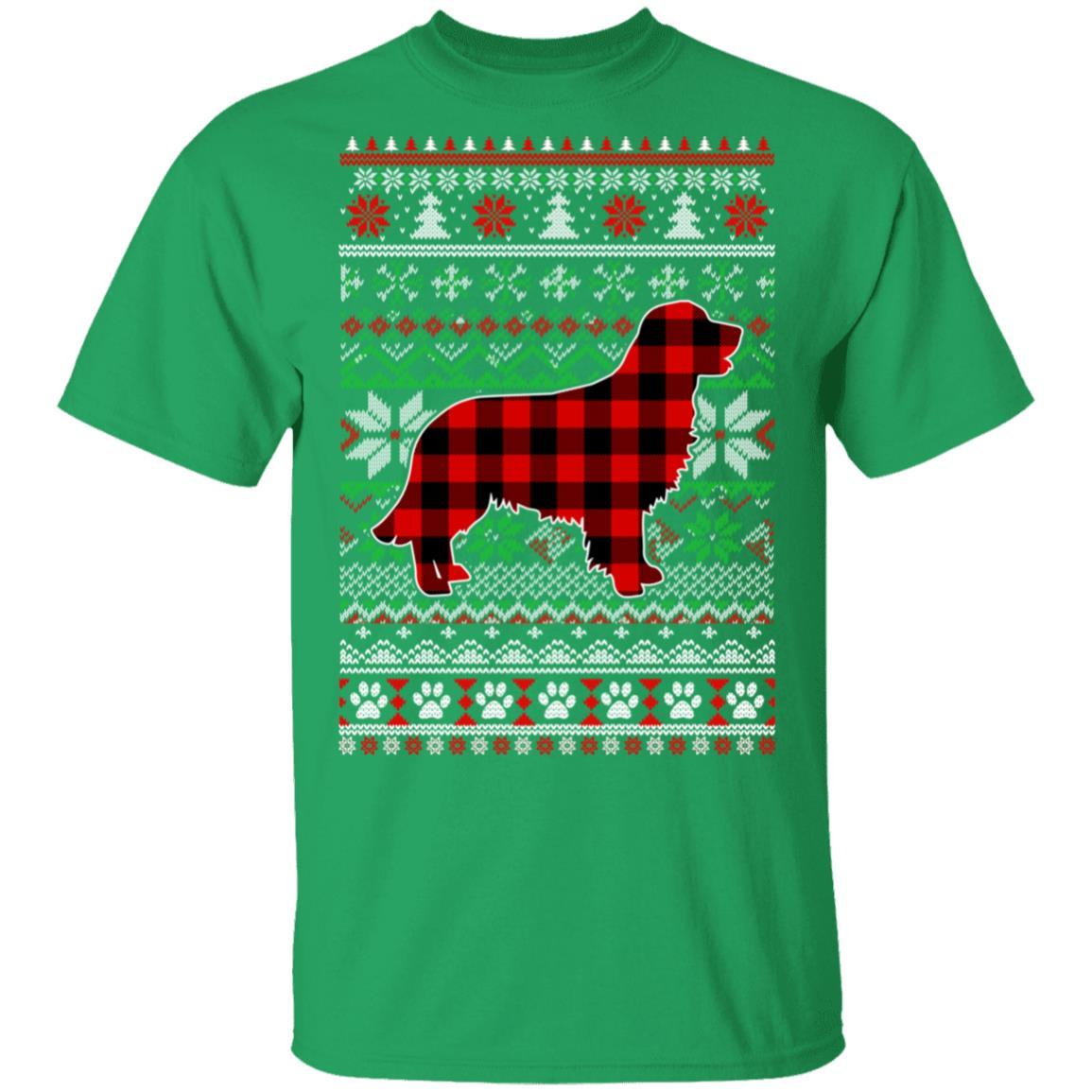 Golden Retriever Red Plaid Ugly Christmas Sweater Gifts-T-Shirt & Sweatshirt-Classic T-Shirt-Irish Green