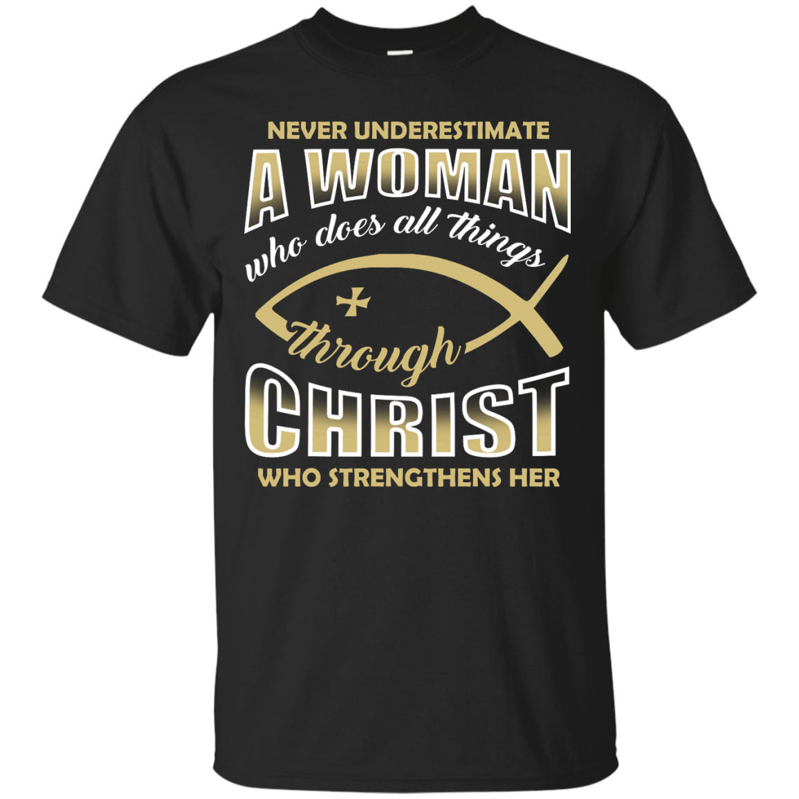 Who Does All Things Through Christ Who Strengthens Her-T-Shirt & Hoodie-Classic T-Shirt-Black
