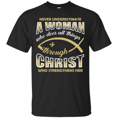 Who Does All Things Through Christ Who Strengthens Her-T-Shirt & Hoodie-Classic T-Shirt-Black