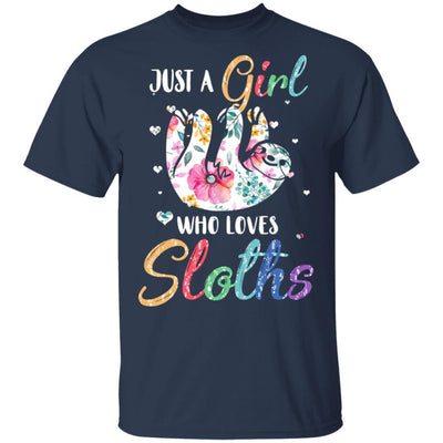 Just A Girl Who Loves Sloths Cute Sloth Lover-T-Shirt & Hoodie-Classic T-Shirt-Navy