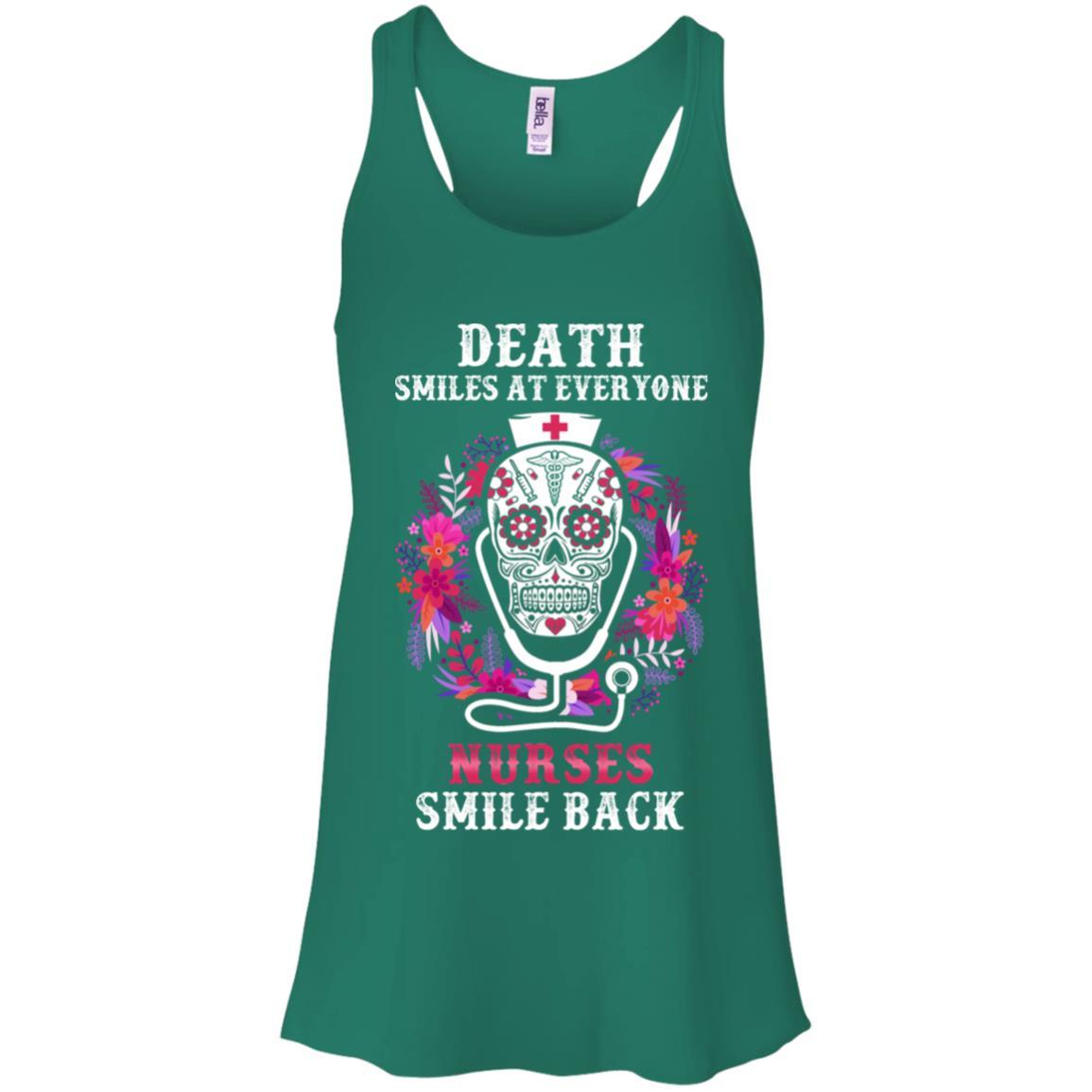 Death Smiles At Everyone Nurses Smile Back-T-Shirt & Tank Top-Women's Flowy Racerback Tank-Kelly Green