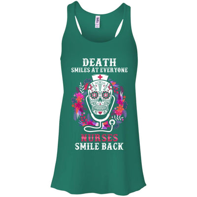 Death Smiles At Everyone Nurses Smile Back-T-Shirt & Tank Top-Women's Flowy Racerback Tank-Kelly Green