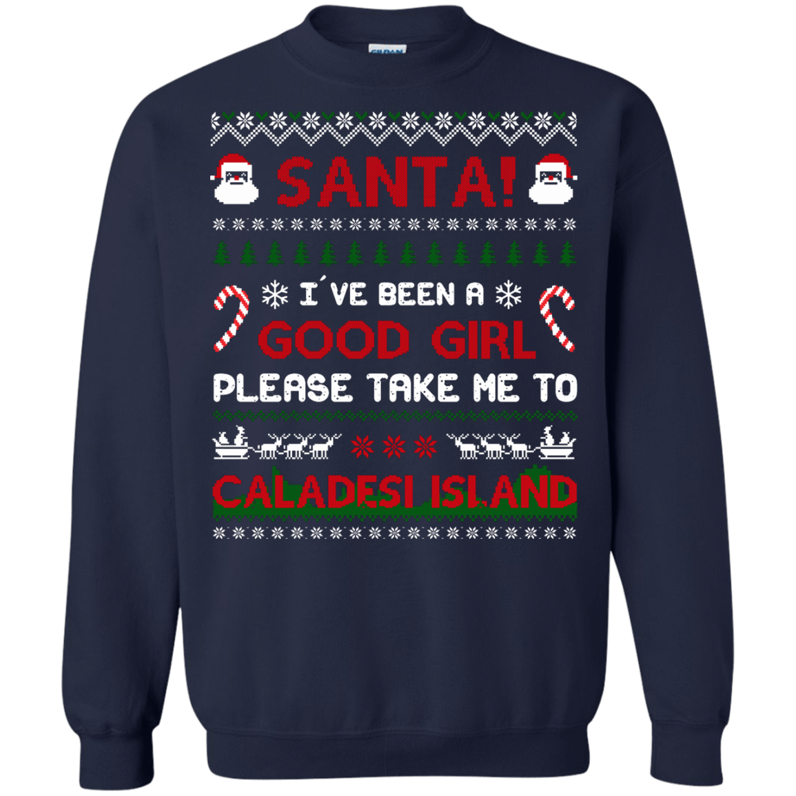 Santa I've Been A Good Girl Please Take Me To Caladesi Island-T-Shirt & Hoodie-Crewneck Sweatshirt-Navy