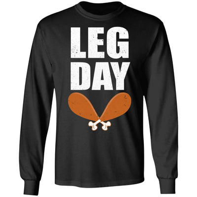Funny Leg Day Thanksgiving Turkey-T-Shirt & Hoodie-Long Sleeve T-Shirt-Black