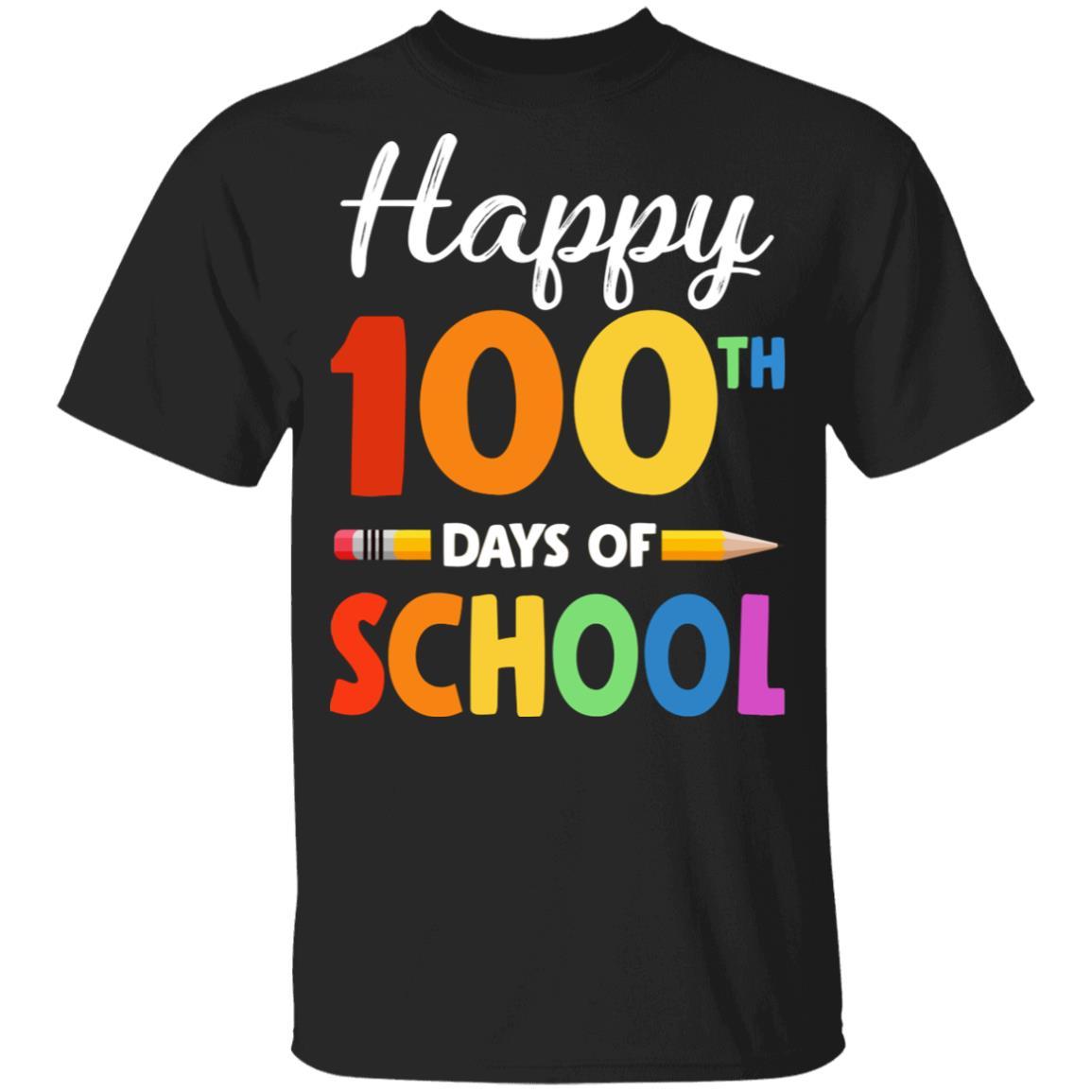 Happy 100th Day of School Teacher or Student Gift Youth-Youth Shirt-Youth T-Shirt-Black
