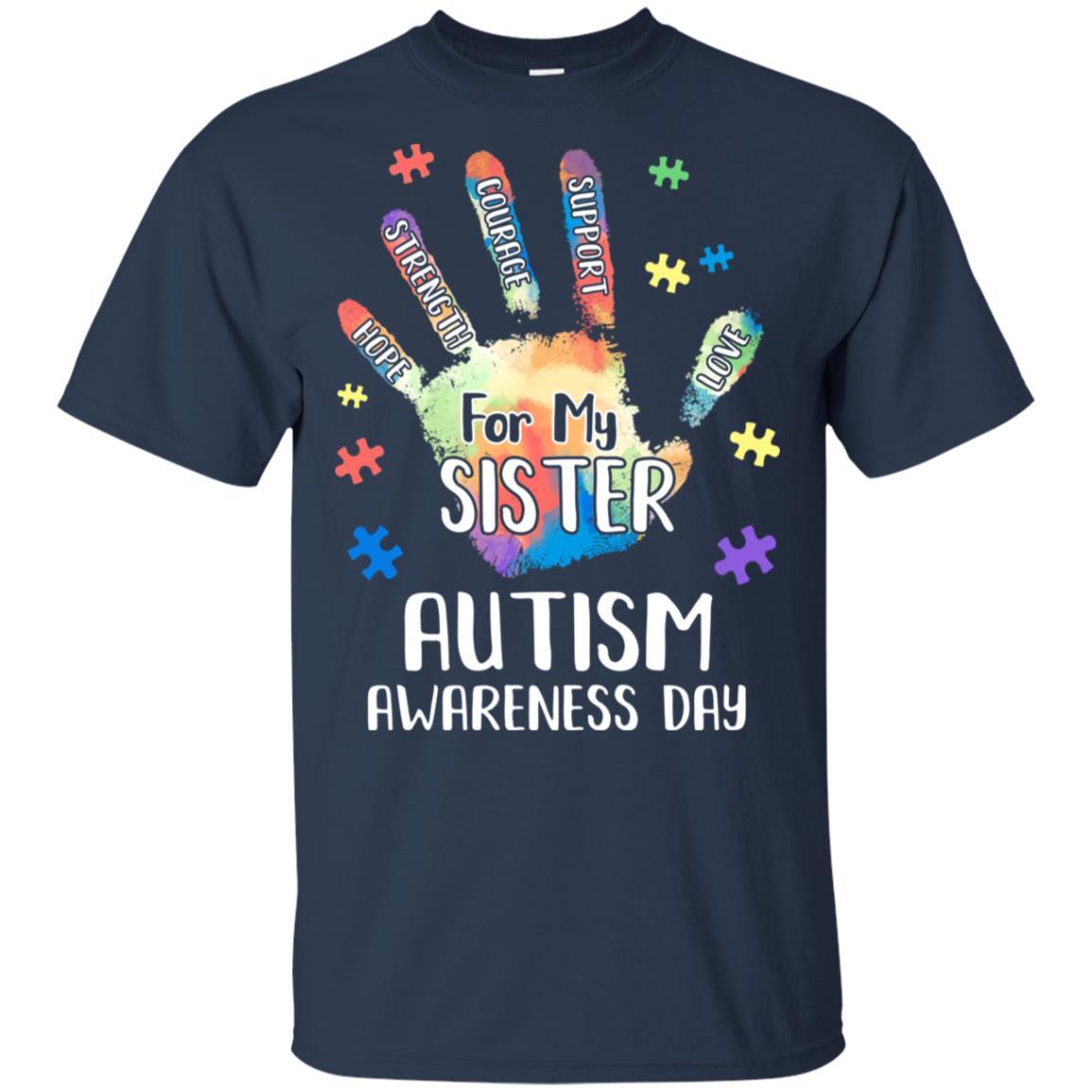 Support Autism Awareness For My Sister Puzzle Gift-T-Shirt & Hoodie-Classic T-Shirt-Navy