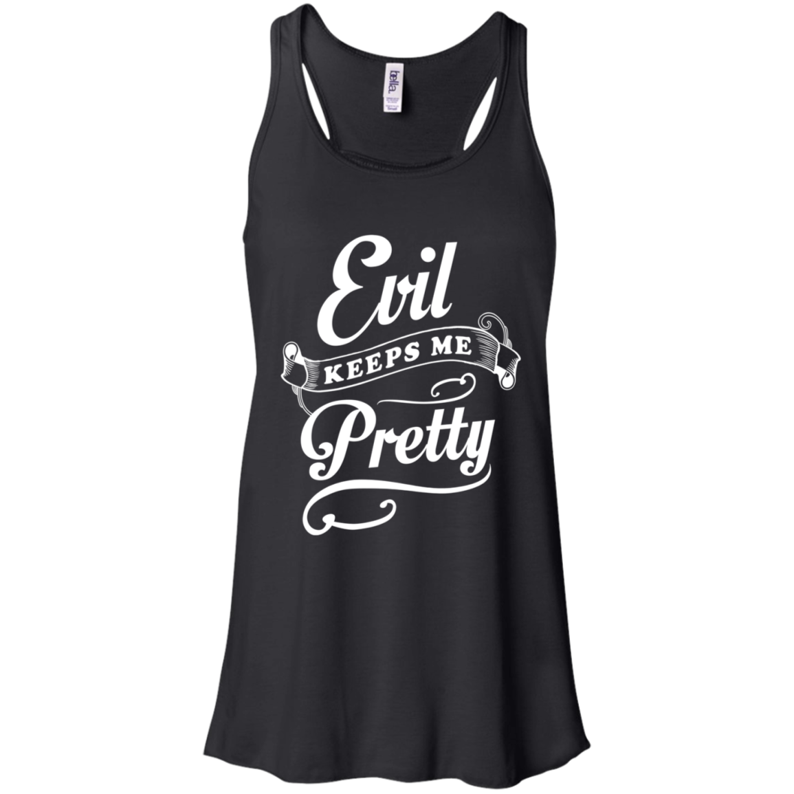 Evil Keeps Me Pretty-T-Shirt & Tank Top-Women's Flowy Racerback Tank-Black