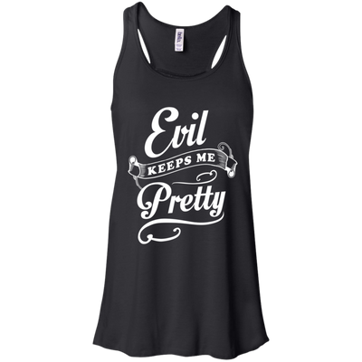 Evil Keeps Me Pretty-T-Shirt & Tank Top-Women's Flowy Racerback Tank-Black
