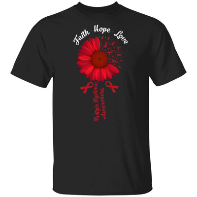 Faith Hope Love Burgundy Multiple Myeloma Awareness-T-Shirt & Hoodie-Classic T-Shirt-Black