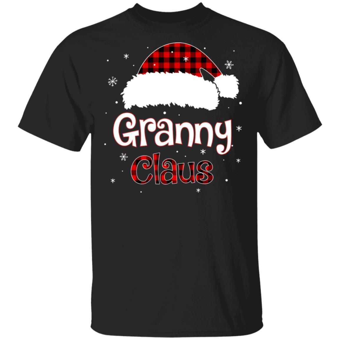 Santa Granny Claus Red Plaid Family Pajamas Christmas Gift-T-Shirt & Sweatshirt-Classic T-Shirt-Black