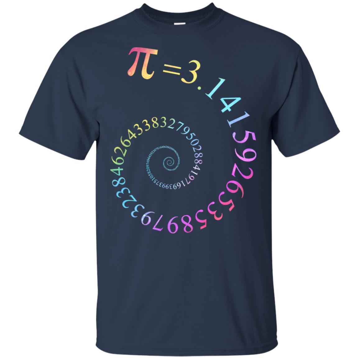 Pi Spiral Galaxy Color Math Pi Day-T-Shirt & Hoodie-Classic T-Shirt-Navy