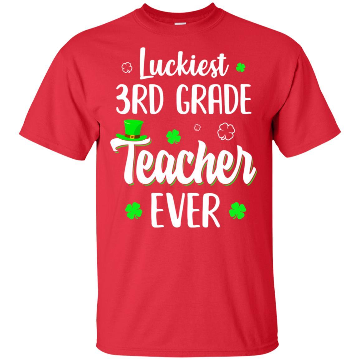 Luckiest 3rd Grade Teacher Ever Irish St Patricks Day-T-Shirt & Hoodie-Classic T-Shirt-Red