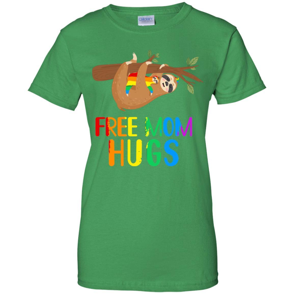 Free Mom Hugs Sloth Rainbow Heart LGBT Pride Month-T-Shirt & Hoodie-Women's T-Shirt-Irish Green