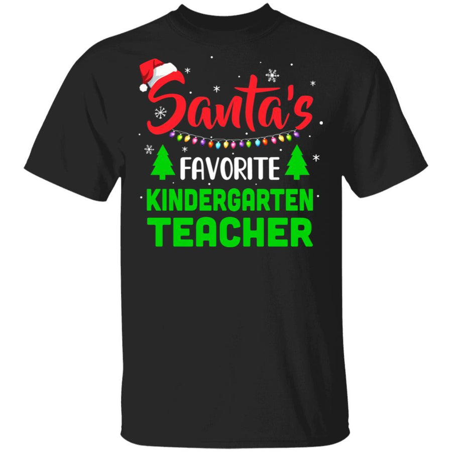 Santa's Favorite Kindergarten Teacher Funny Christmas Xmas Gifts-T-Shirt & Sweatshirt-Classic T-Shirt-Black