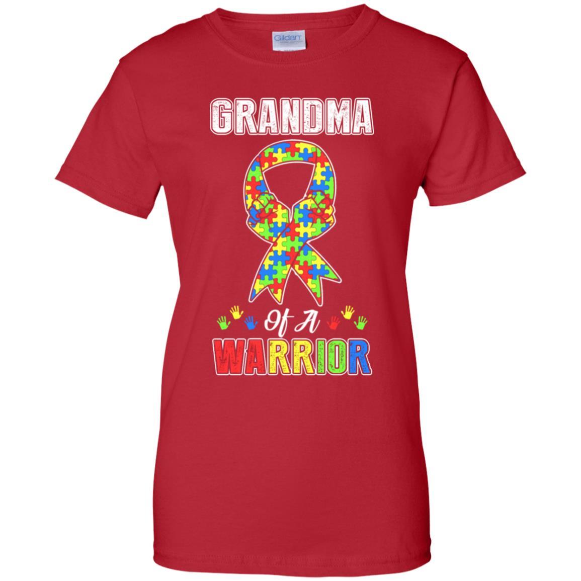 Grandma Of A Warrior Support Autism Awareness Gift-T-Shirt & Hoodie-Women's T-Shirt-Red