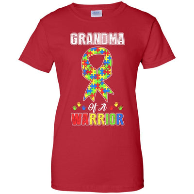 Grandma Of A Warrior Support Autism Awareness Gift-T-Shirt & Hoodie-Women's T-Shirt-Red