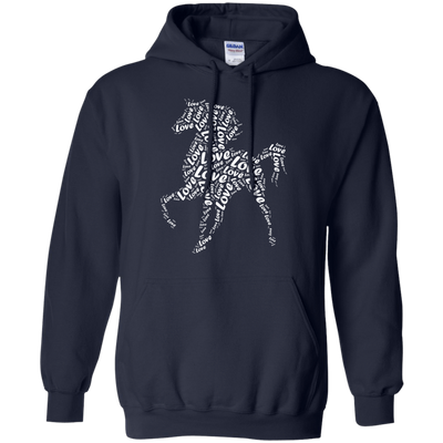 I Love Horse T-Shirt Word Graphic Tee-T-Shirt & Hoodie-Pullover Hoodie-Navy
