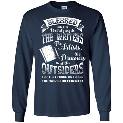 Blessed Are The Weird People The Writers-T-Shirt & Hoodie-Long Sleeve T-Shirt-Navy