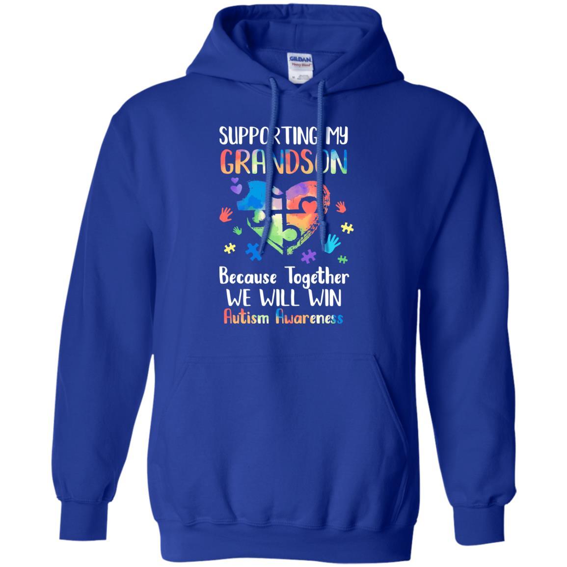 Supporting My Grandson Puzzle Autism Awareness Month-T-Shirt & Hoodie-Pullover Hoodie-Royal