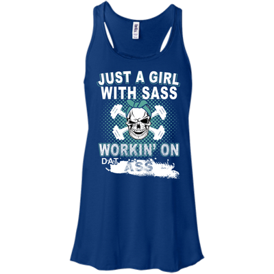 JUST A GIRL WITH SASS-T-Shirt & Hoodie-Women's Flowy Racerback Tank-True Royal