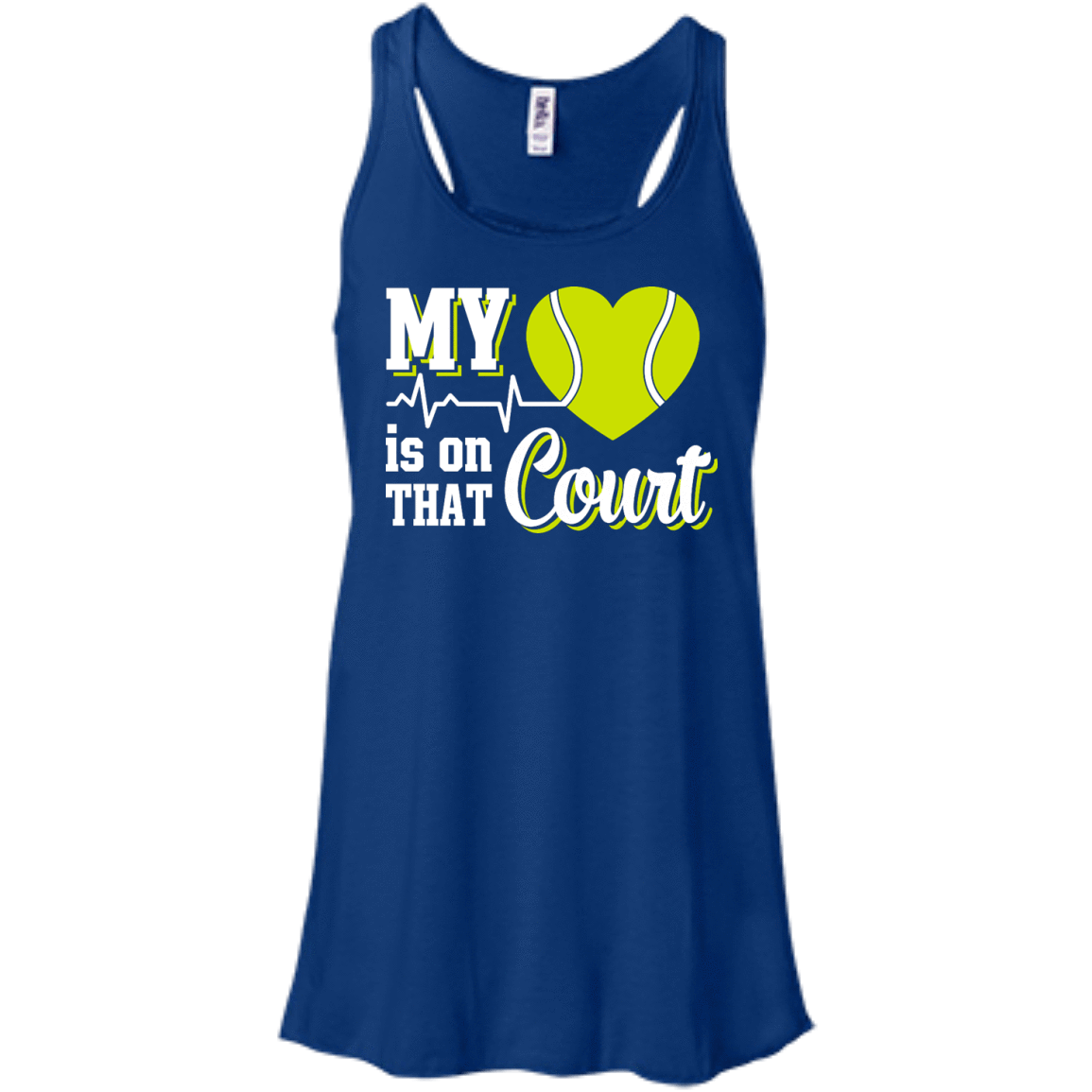 My Heart Is On That Court Tennis T Shirt-T-Shirt & Hoodie-Women's Flowy Racerback Tank-True Royal