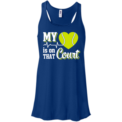 My Heart Is On That Court Tennis T Shirt-T-Shirt & Hoodie-Women's Flowy Racerback Tank-True Royal