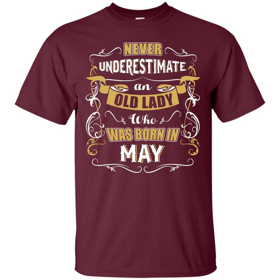 An Old Lady Who Was Born In May-T-Shirt & Hoodie-Classic T-Shirt-Maroon