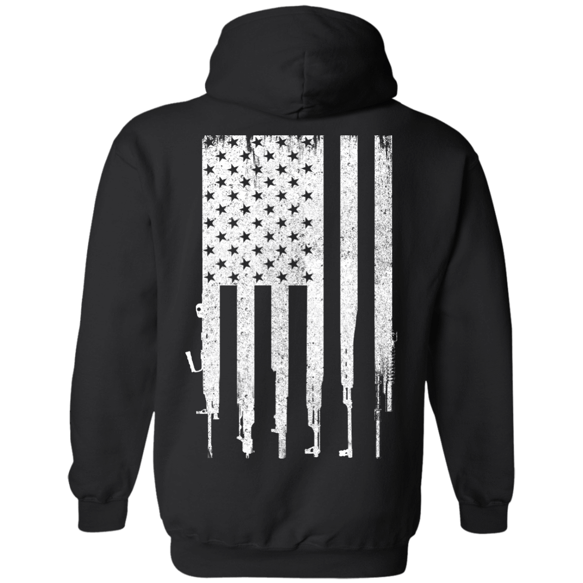 Rifle American Gun Flag-T-Shirt & Hoodie-Pullover Hoodie-Black