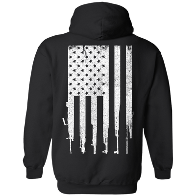 Rifle American Gun Flag-T-Shirt & Hoodie-Pullover Hoodie-Black