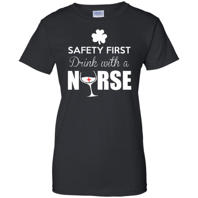 Safety First Drink With A Nurse-T-Shirt & Hoodie-Women's T-Shirt-Black