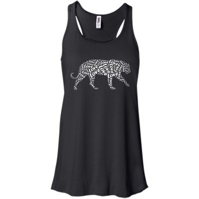 I Love Tiger T-Shirt Word Graphic Tee-T-Shirt & Hoodie-Women's Flowy Racerback Tank-Black