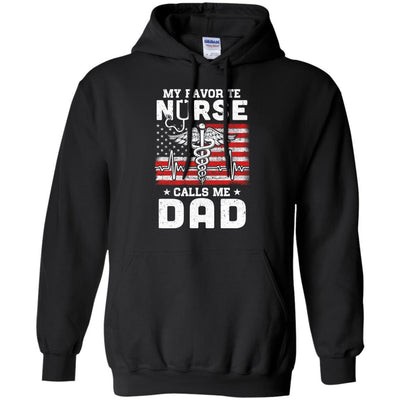 My Favorite Nurse Calls Me Dad USA Flag Father's Day-T-Shirt & Hoodie-Pullover Hoodie-Black