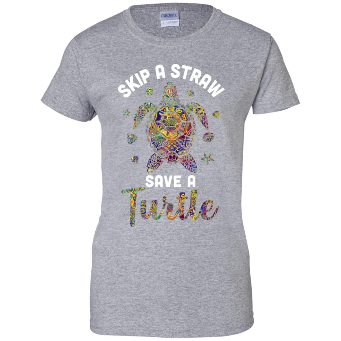 Hippie Skip A Straw Save A Turtle-T-Shirt & Tank Top-Women's T-Shirt-Sport Grey
