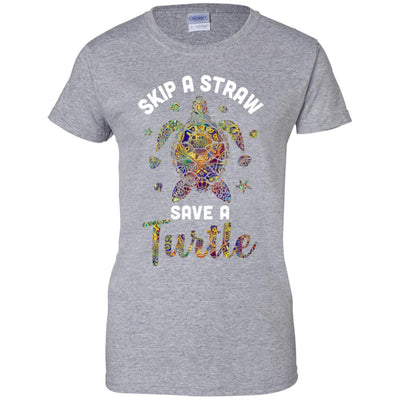 Hippie Skip A Straw Save A Turtle-T-Shirt & Tank Top-Women's T-Shirt-Sport Grey