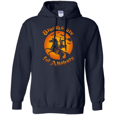 Brooms Are For Amateurs Funny Halloween Horse Riding-T-Shirt & Hoodie-Pullover Hoodie-Navy