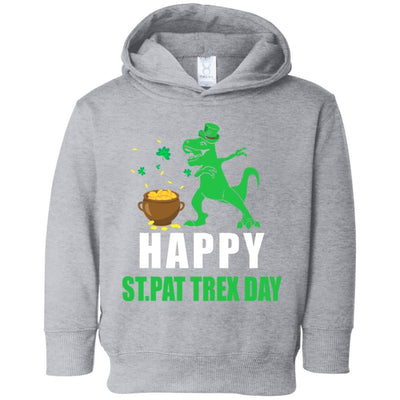 Happy St Pat T-Rex Day Dinosaur St Patrick's Day Youth-Youth Shirt-Toddler Fleece Hoodie-Heather Grey