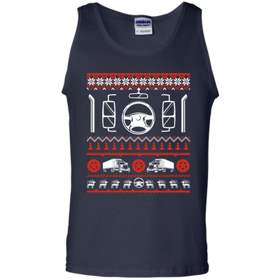 Trucker Christmas Sweater-T-Shirt & Hoodie-Unisex Tank-Navy